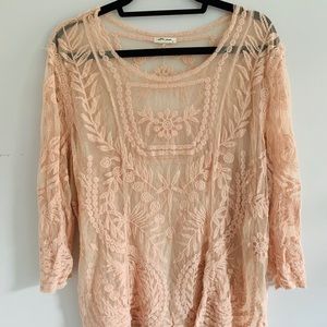 Ultra pink 3/4 Embroidered shirt